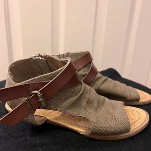 Practically new Blowfish sandals. Canvas with leather strapping in a size 6 1/2.